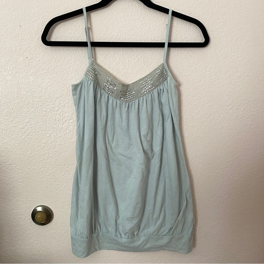 Calvin Klein Jeans Baby Blue Top with Silver Sequins